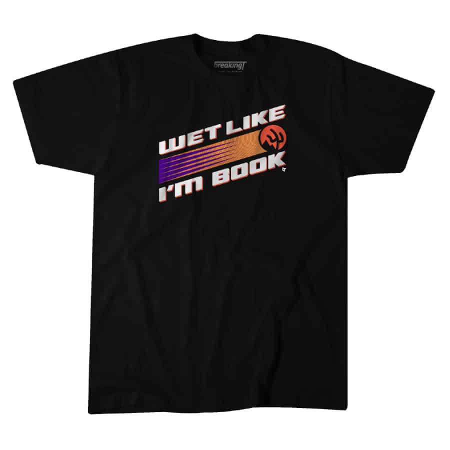 Wet Like I'm Book T-Shirt - Black colorway on a white background.