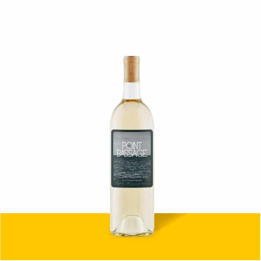 Winc Wine Point de Passage - Sauvignon Blanc on a yellow display.