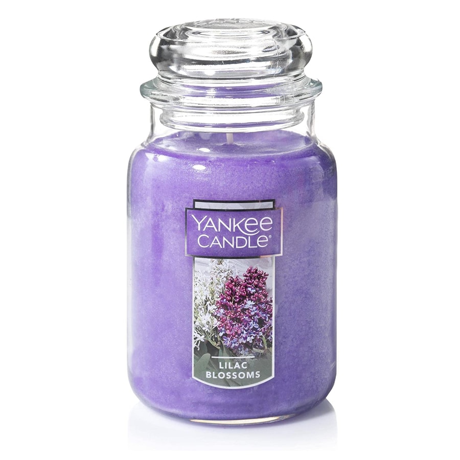 Yankee candle liliac blossoms image on a white background.