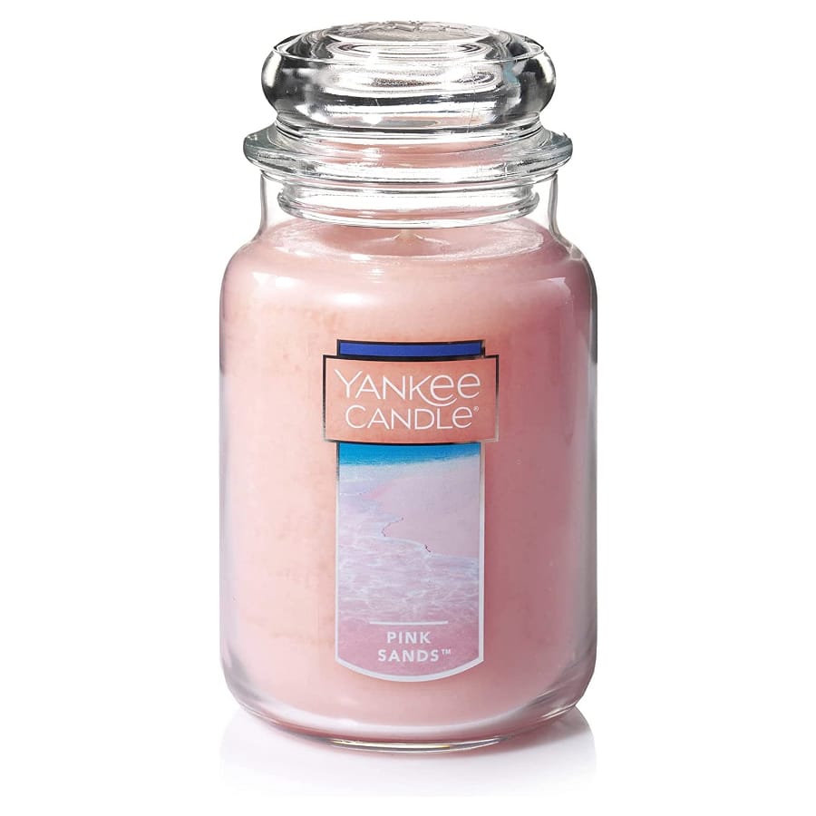 Yankee candle pink sands image on a white background.
