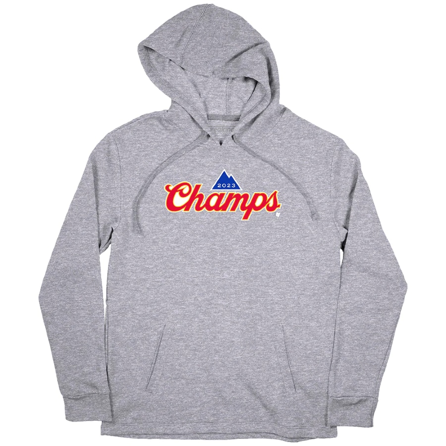 Denver champs logo hoodie - Gray colored on a white background.