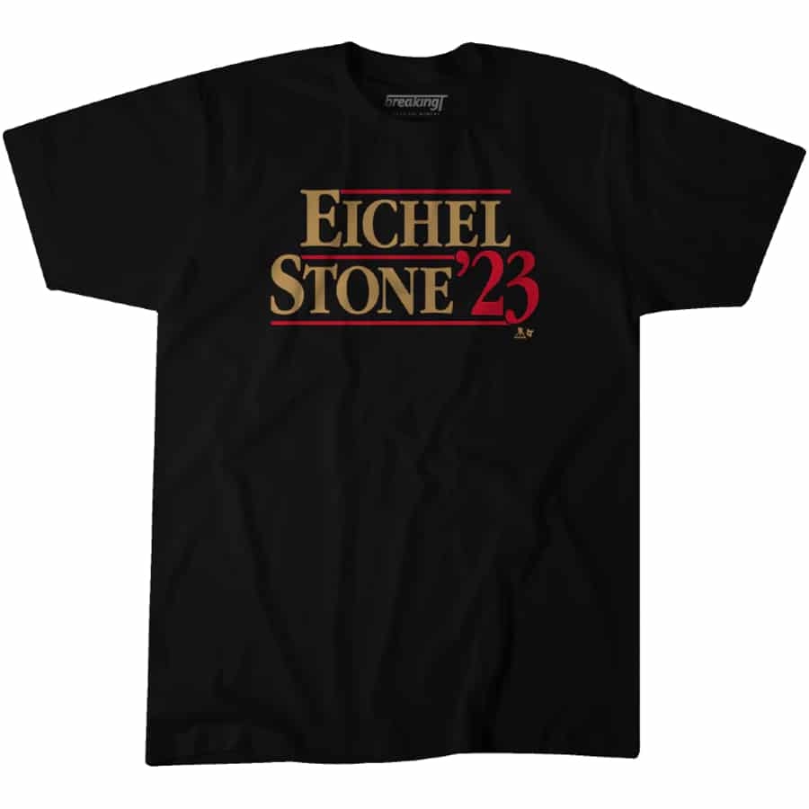 Eichel Stone '23 t-shirt - Black color on a white background.