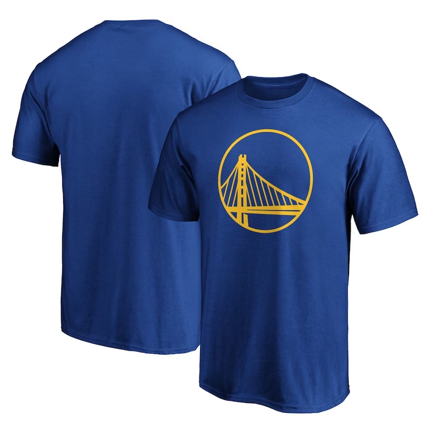 Golden State Warriors team logo t-shirt - Royal colored on a white background.