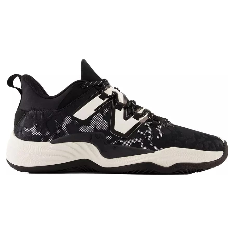 New Balance TWO WXY v3 basketball shoes - Black/White colorway on a white background.