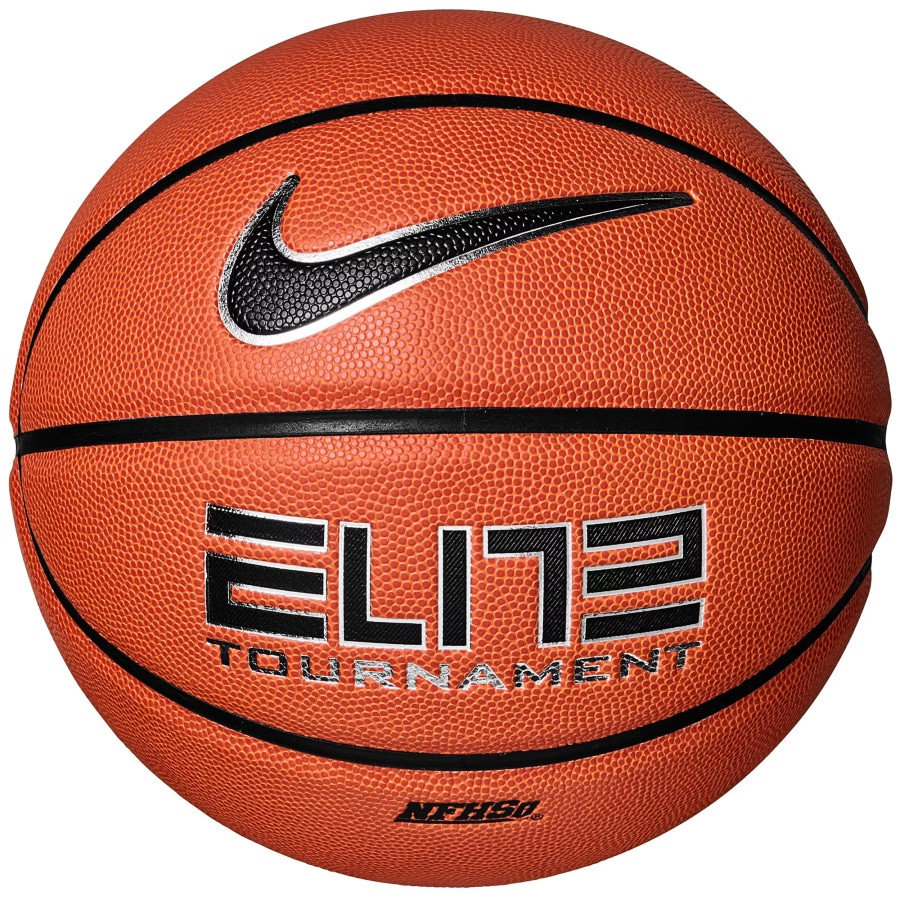 Nike Elite Tournament official basketball - Amber color on a white background.