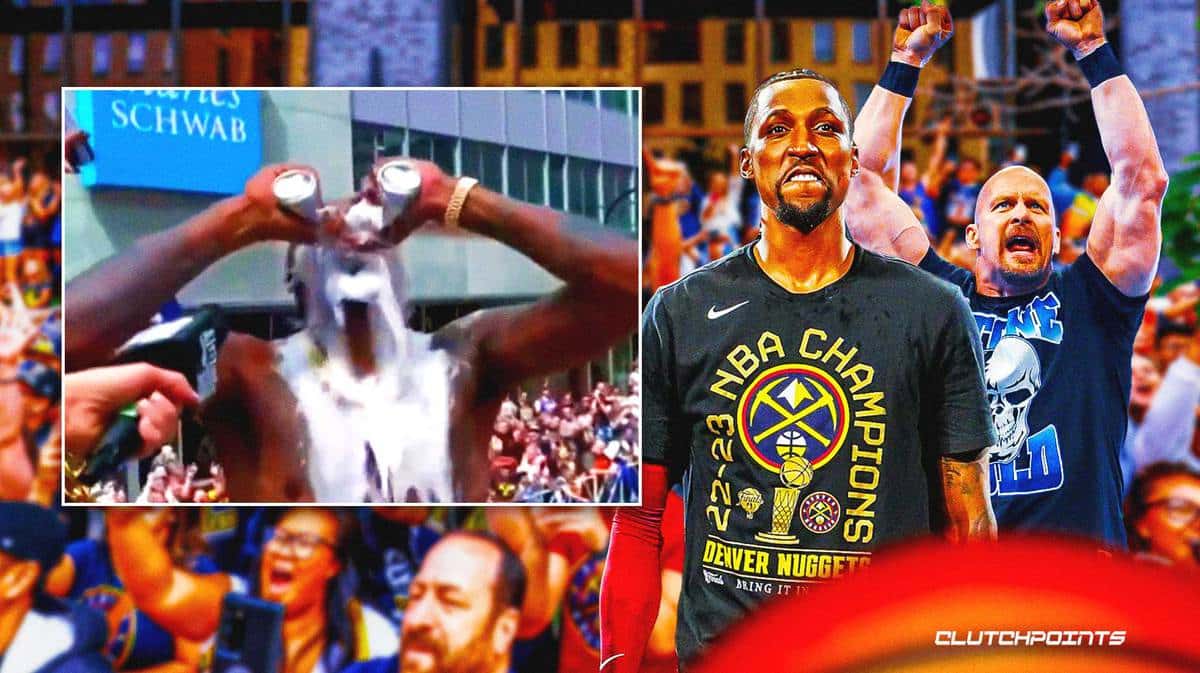 Nuggets' KCP does Stone Cold beer smash at NBA Finals parade