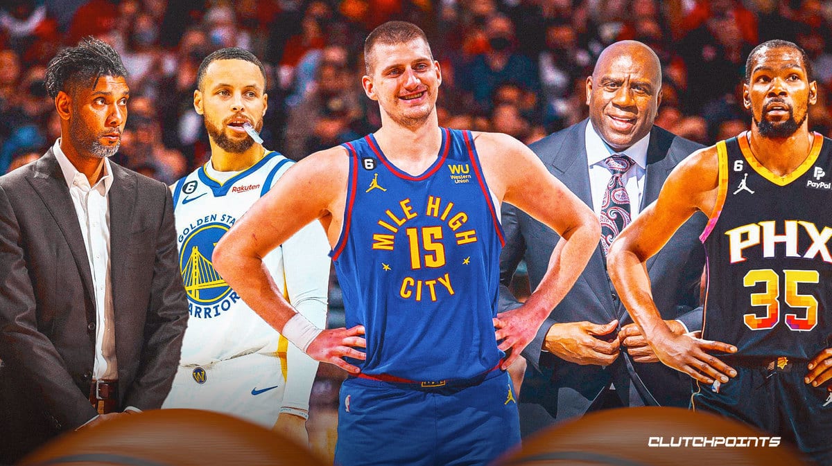Steph Curry, Kevin Durant, Tim Duncan, Magic Johnson, Nikola Jokic