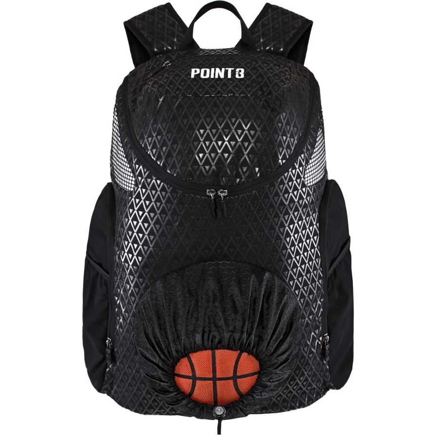 POINT3 Road Trip 2.0 basketball backpack - Blacked out colorway against a white background.