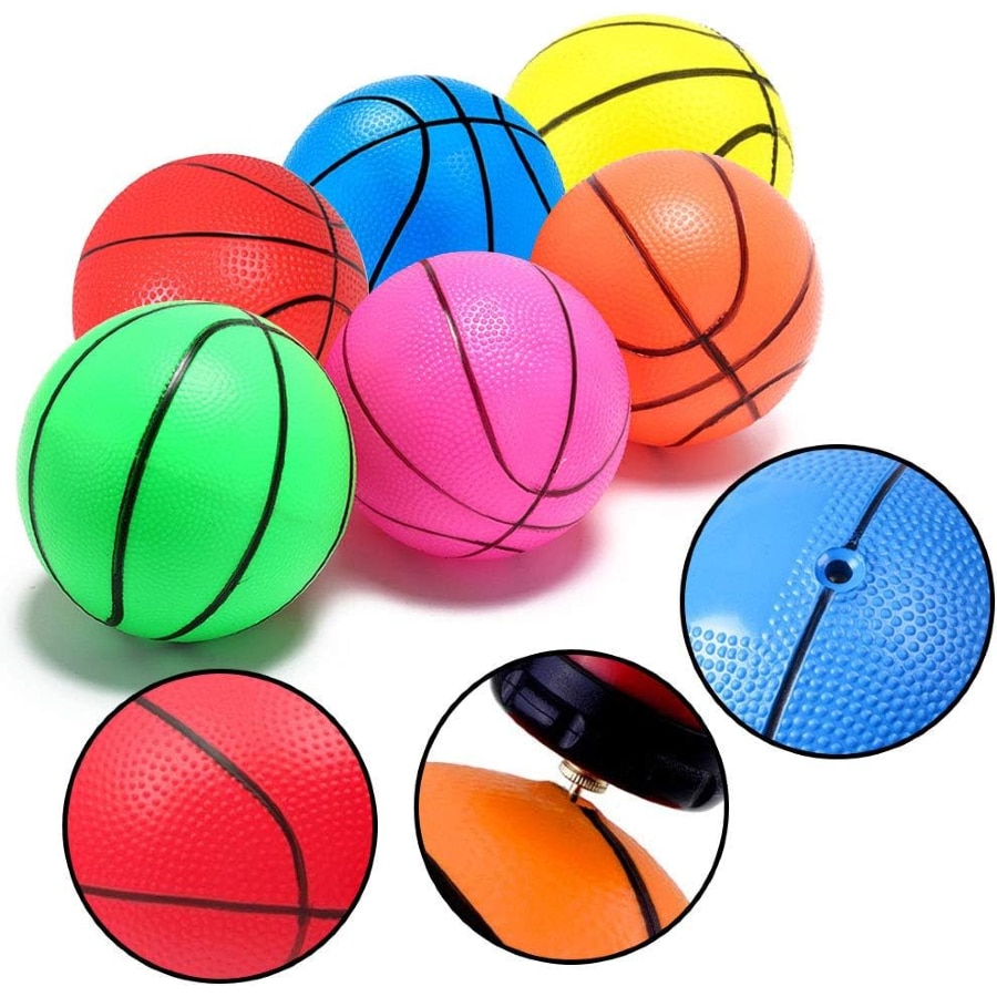 Shindel 5-inch mini basketballs - 6PCS set with pump on a white background.