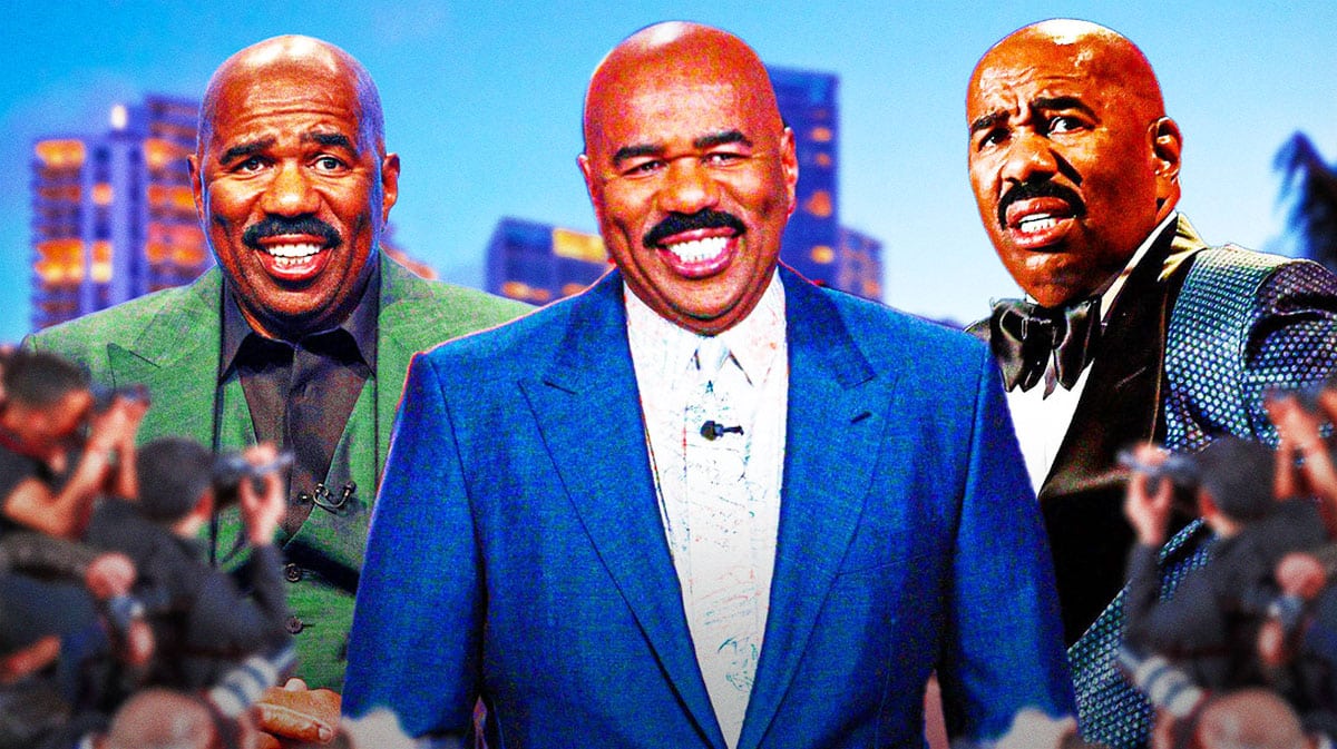 Three images of Steve Harvey throughout his career.