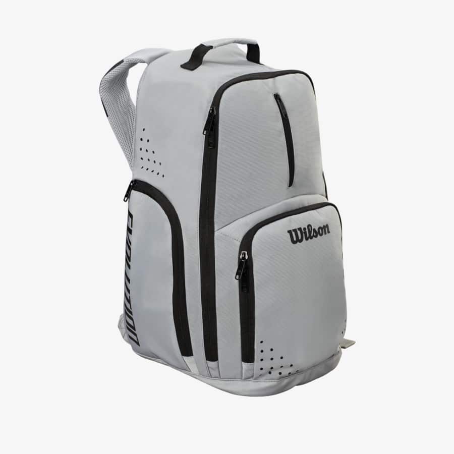 Wilson Evolution backpack - Gray colored on a light gray background.