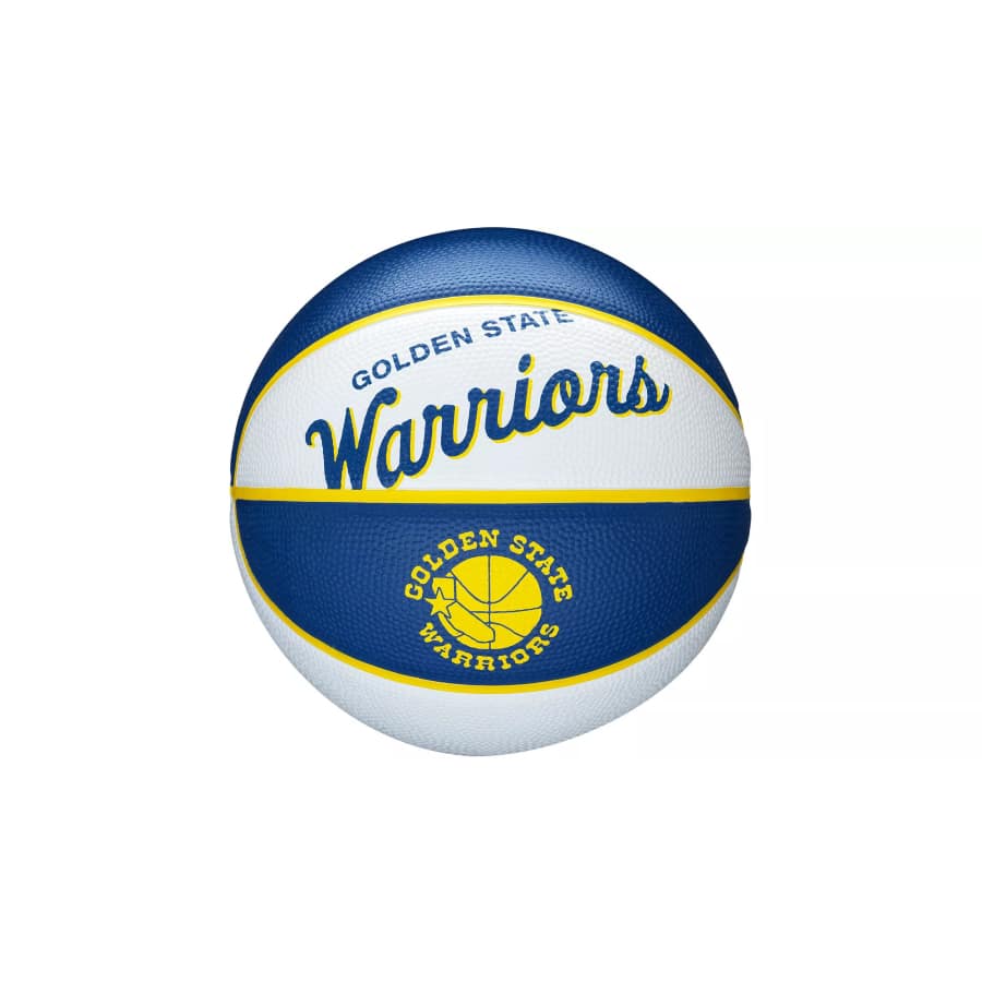 Wilson Golden State Warriors 2" retro mini basketball on a white background.