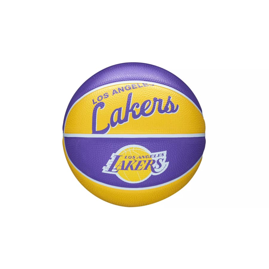 Wilson Los Angeles Lakers 2" retro mini basketball on a white background.