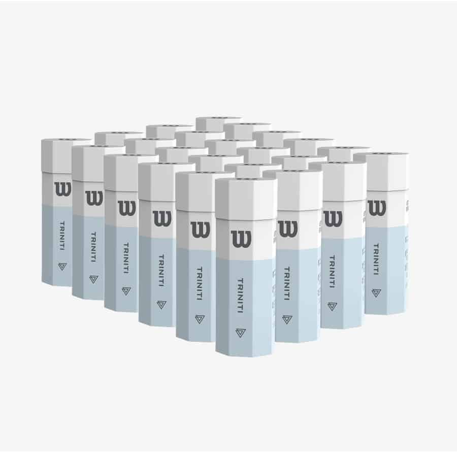 Wilson Triniti 3 ball sleeve - 24 pack on a light gray background.