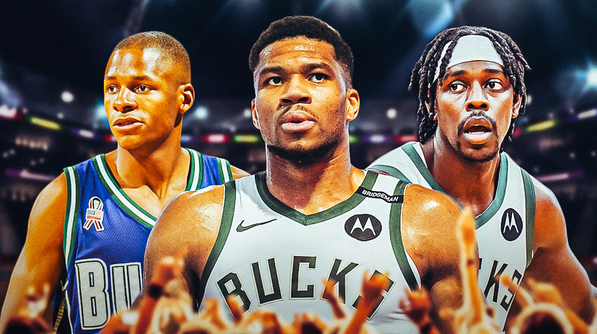Ray Allen, Giannis Antetokounmpo, and Jrue Holiday