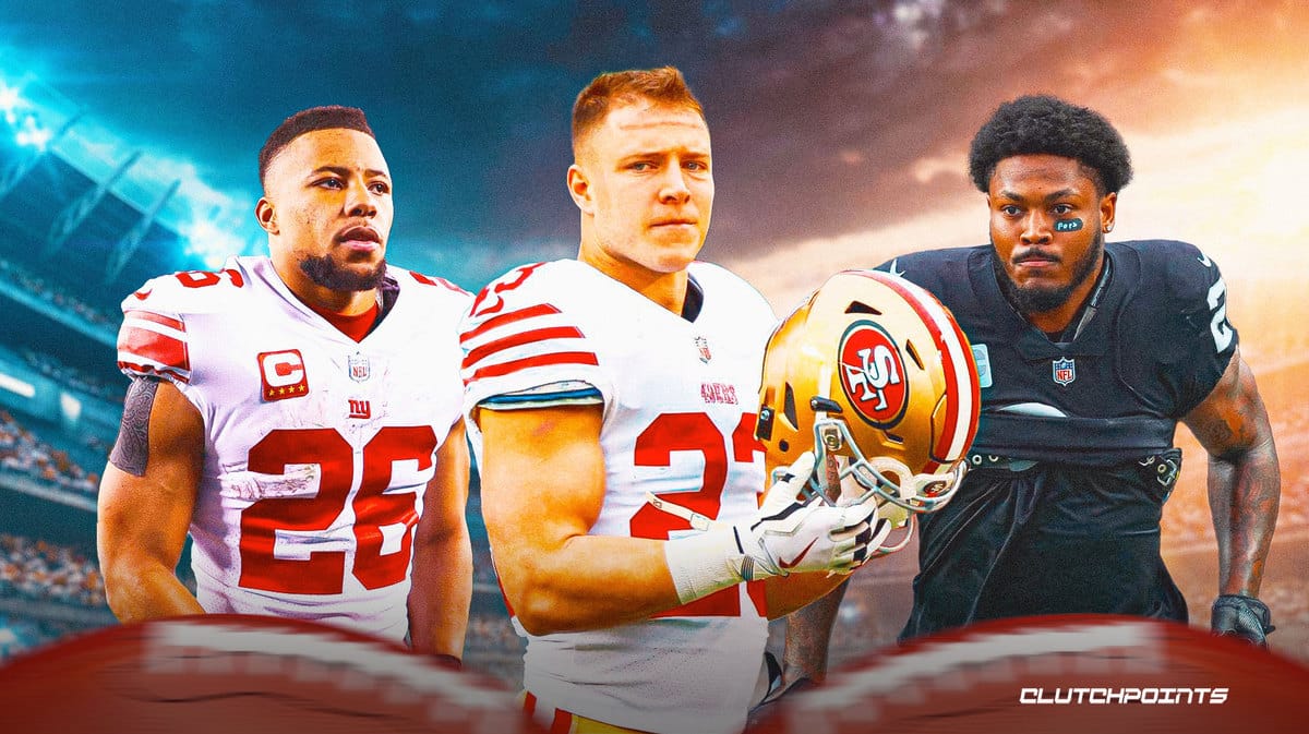49ers, Christian McCaffrey, Saquon Barkley, Josh Jacobs, Christian McCaffrey Saquon Barkley