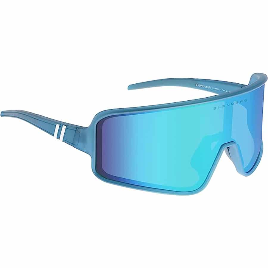 Blenders Eclipse Sunglasses - Rainwalker blue colored on a white background.