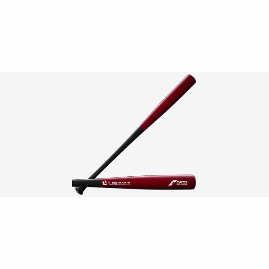 DeMarini D271 Pro Maple Wood Composite Baseball bat - Black/Oxblood colorway on a white background.