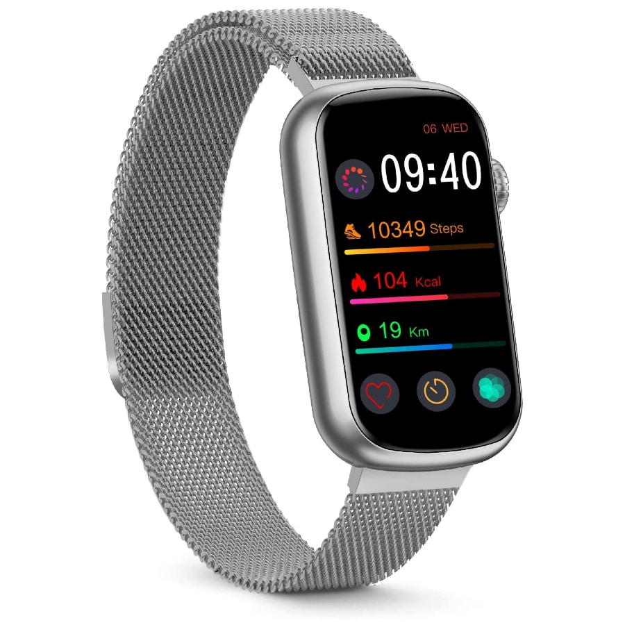 FITVII slim fitness tracker - Silver colored on a white background.