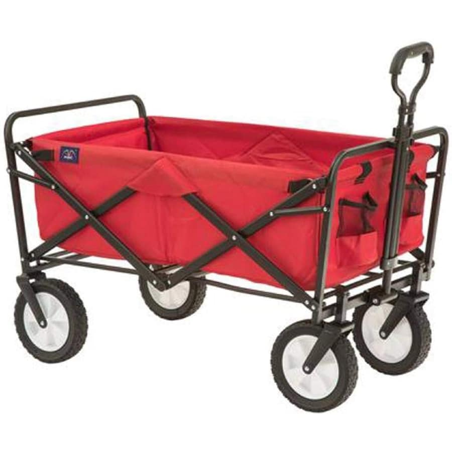 Mac Sports Heavy Duty Utility Wagon/Yard Cart red colored on a white background.