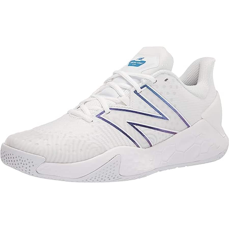 New Balance Men's Fresh Foam X Lav V2 Hard Court tennis shoe - White colored on a white background. 