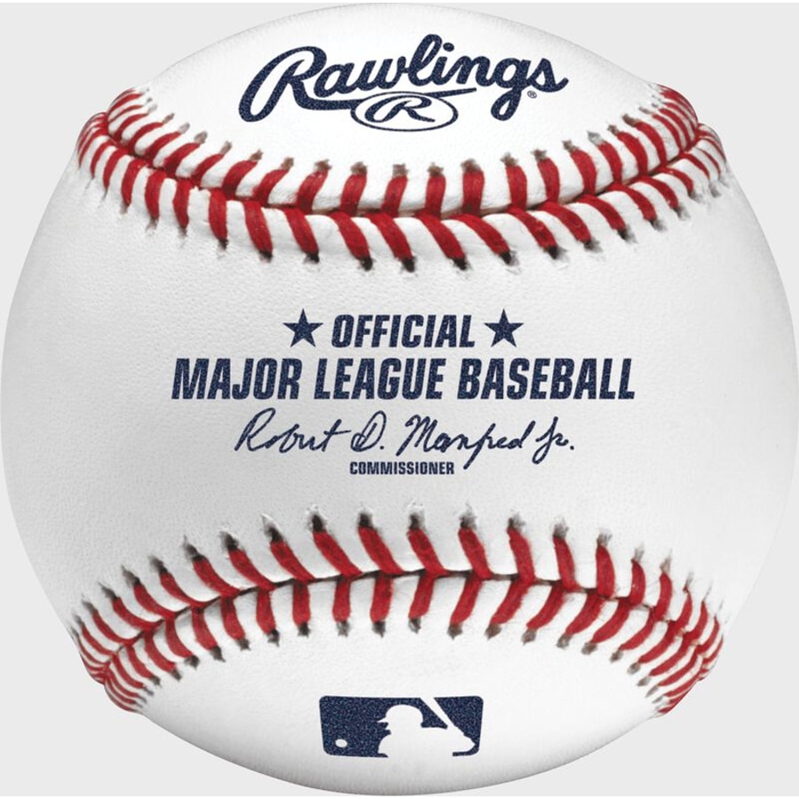 Rawlings MLB Official Baseballs on a light gray background.