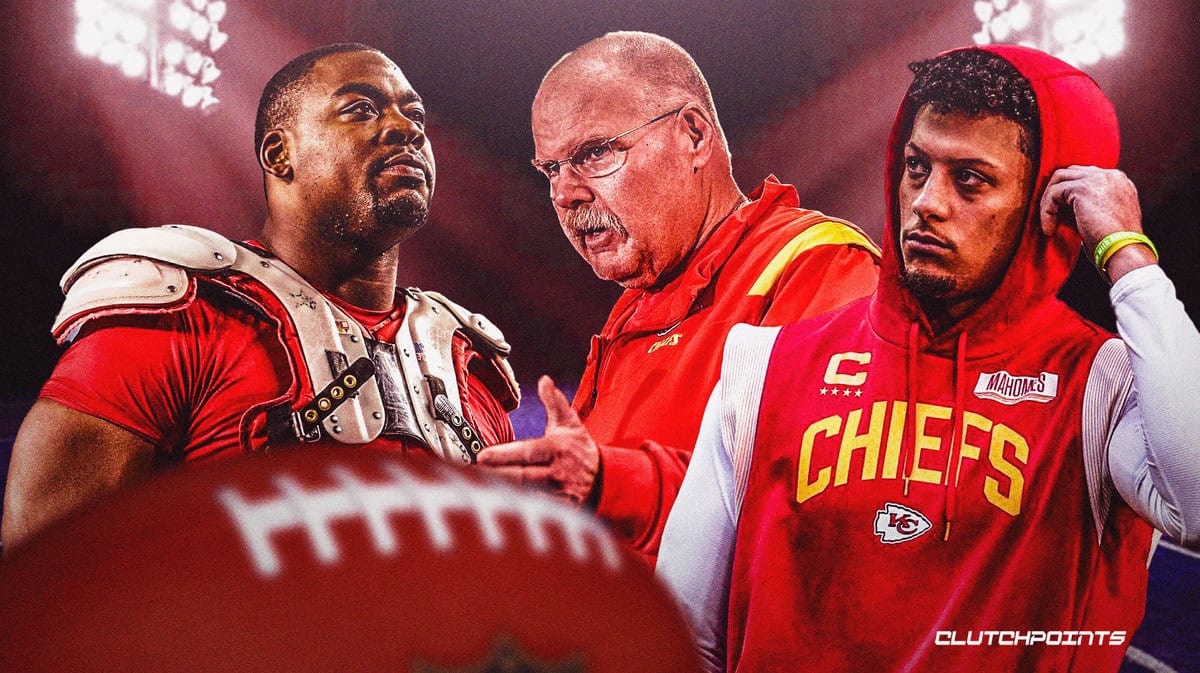 Chris Jones, Andy Reid, Patrick Mahomes, Chiefs
