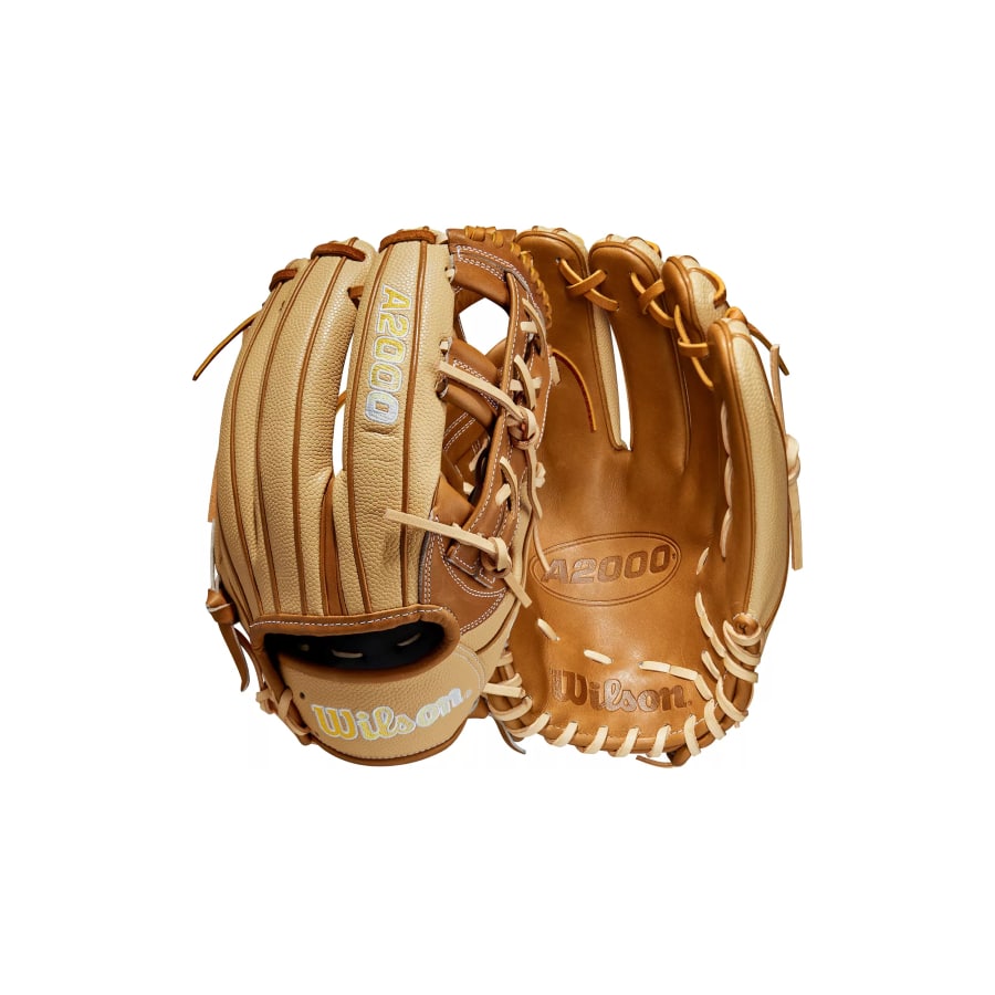 Wilson 12'' 1912 A2000 SuperSkin Series Glove 2023 - Blonde/Tan colored on a white background.