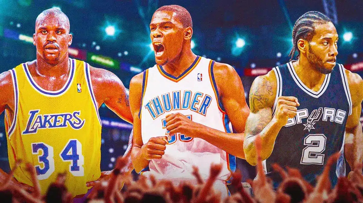 Shaquille O'Neal, Kevin Durant and Kawhi Leonard.