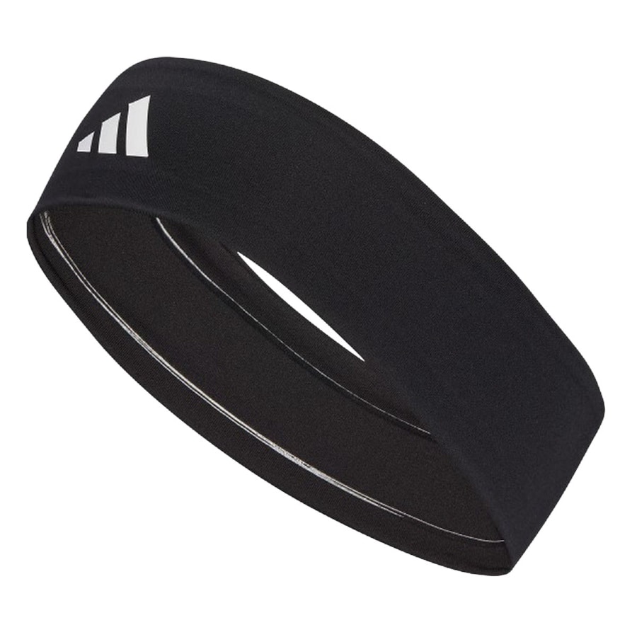 Adidas Alphaskin 3 Headband - Black colored on a white background. 