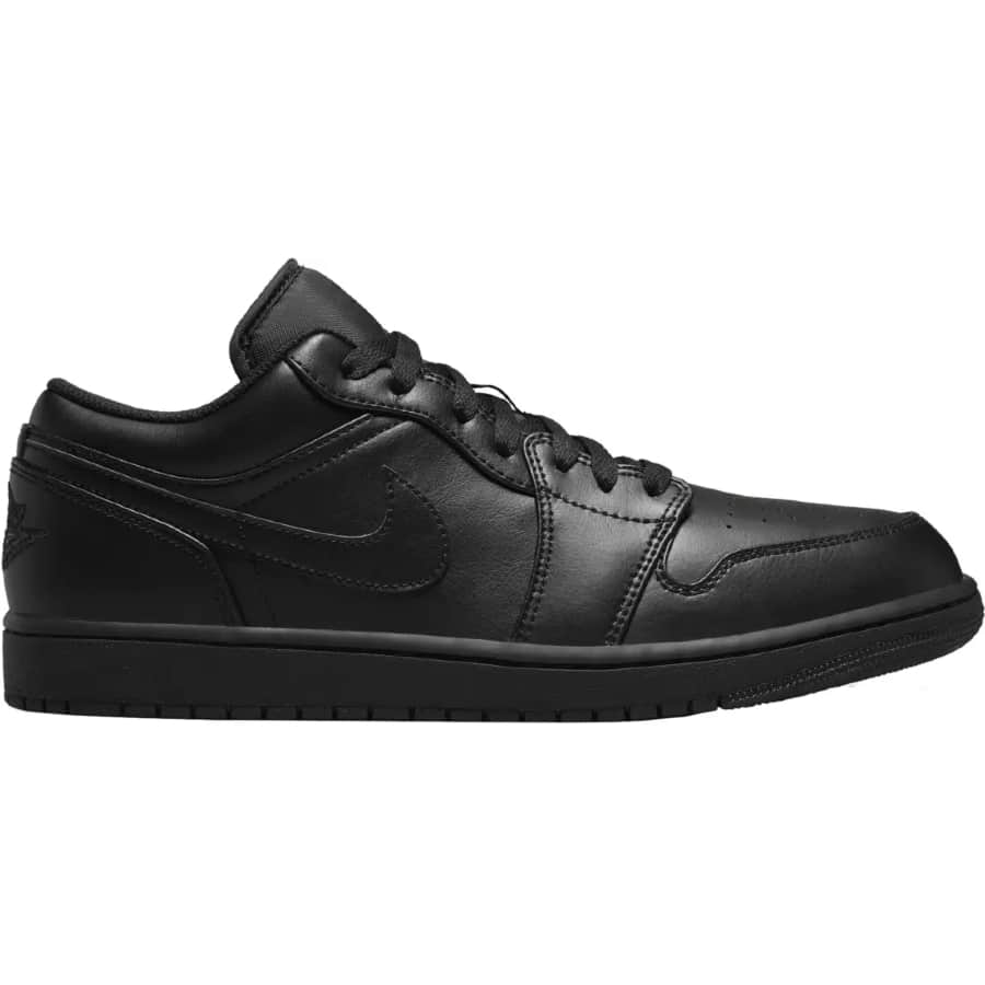 Air Jordan 1 Low Shoes - Black/Black/Black colorway on a white background.