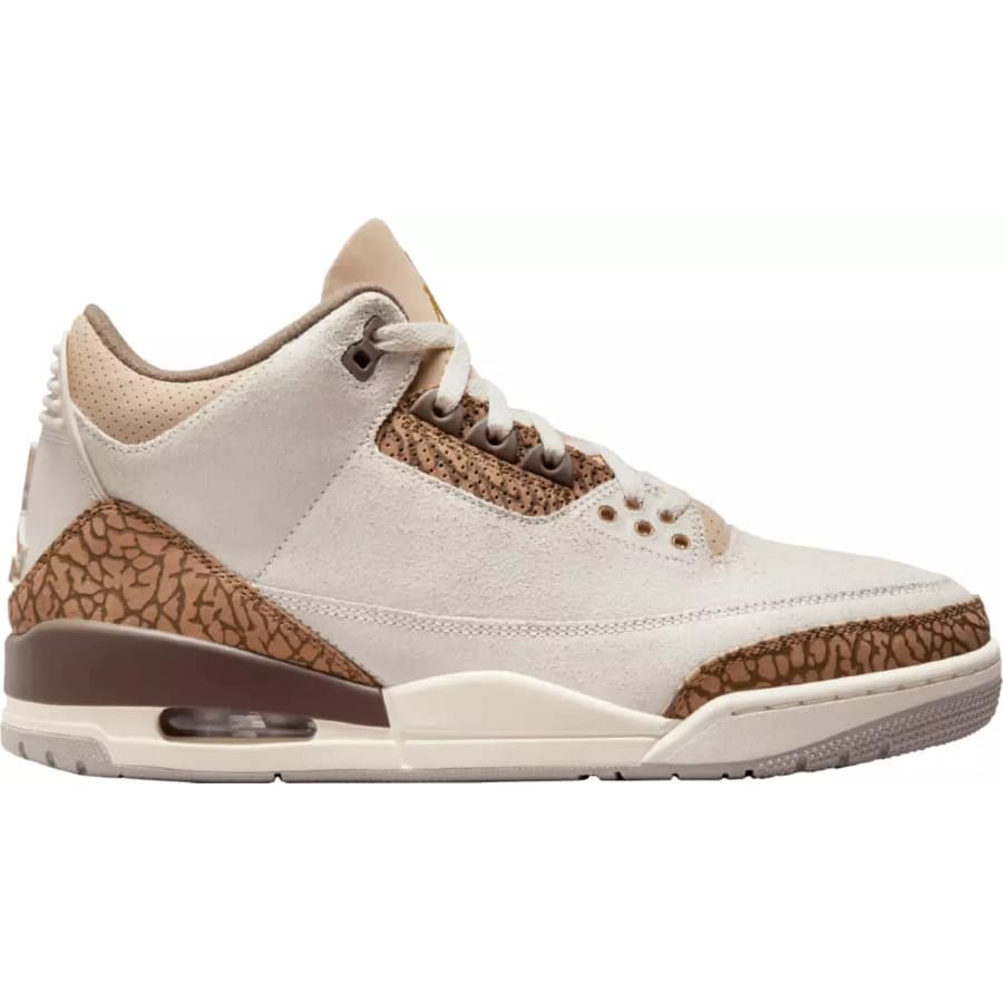 Air Jordan 3 Retro Basketball Shoes - Lt Orwd Brn/Mtlcgld/Tan colorway on a white background.