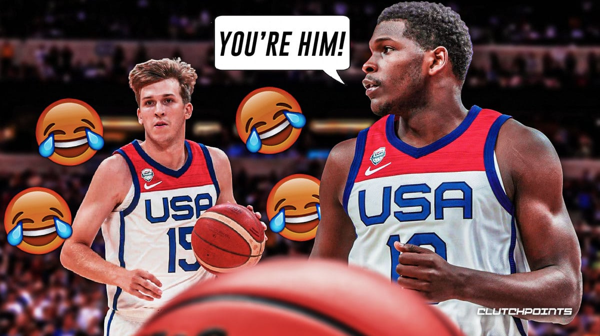 Team USA Anthony Edwards, Austin Reaves share hilarious moment after