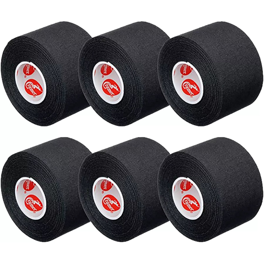 Cramer Athletic Tape - 6 Pack - Black colored on a white background. 