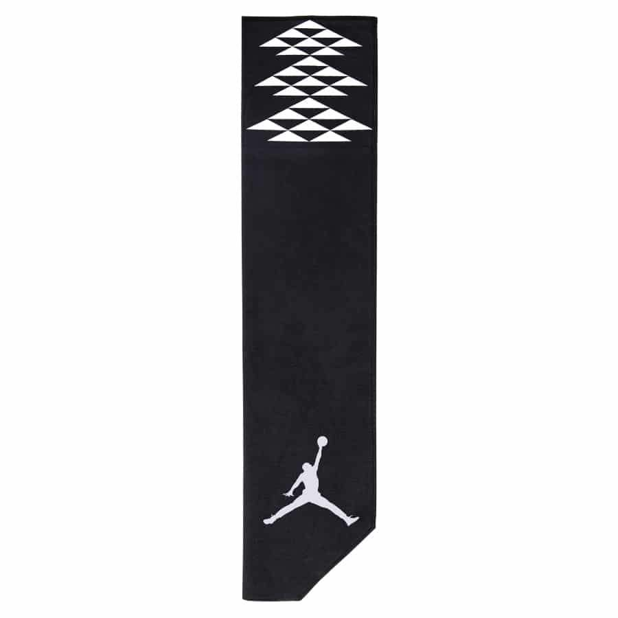 Jordan Football Towel - Black/White colorway on a white background. 