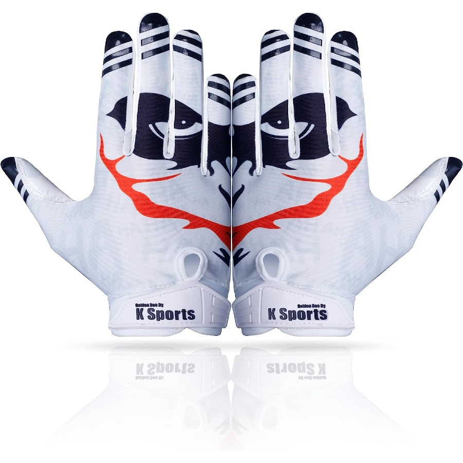 K Sports Premium Football Gloves - The Joker image on a white background. 