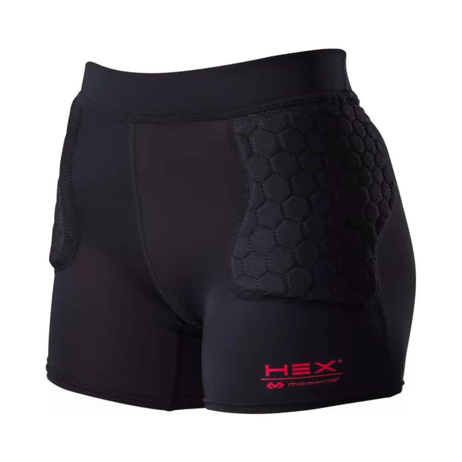 McDavid Women's HEX 3-Pad Basketball Shorts - Black colored on a white background.