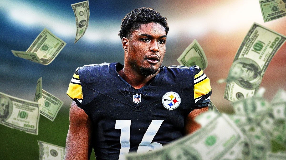 Myles Jack surrounded by piles of cash.