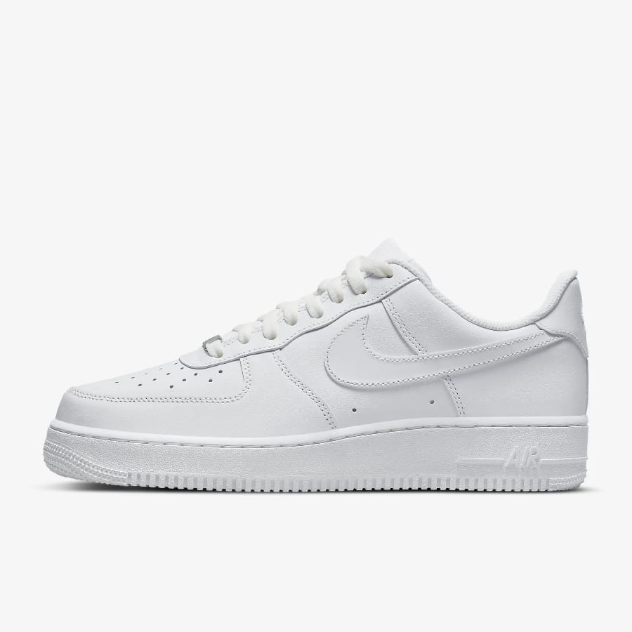 Nike Air Force 1 '07 - White/White colorway on a white background. 