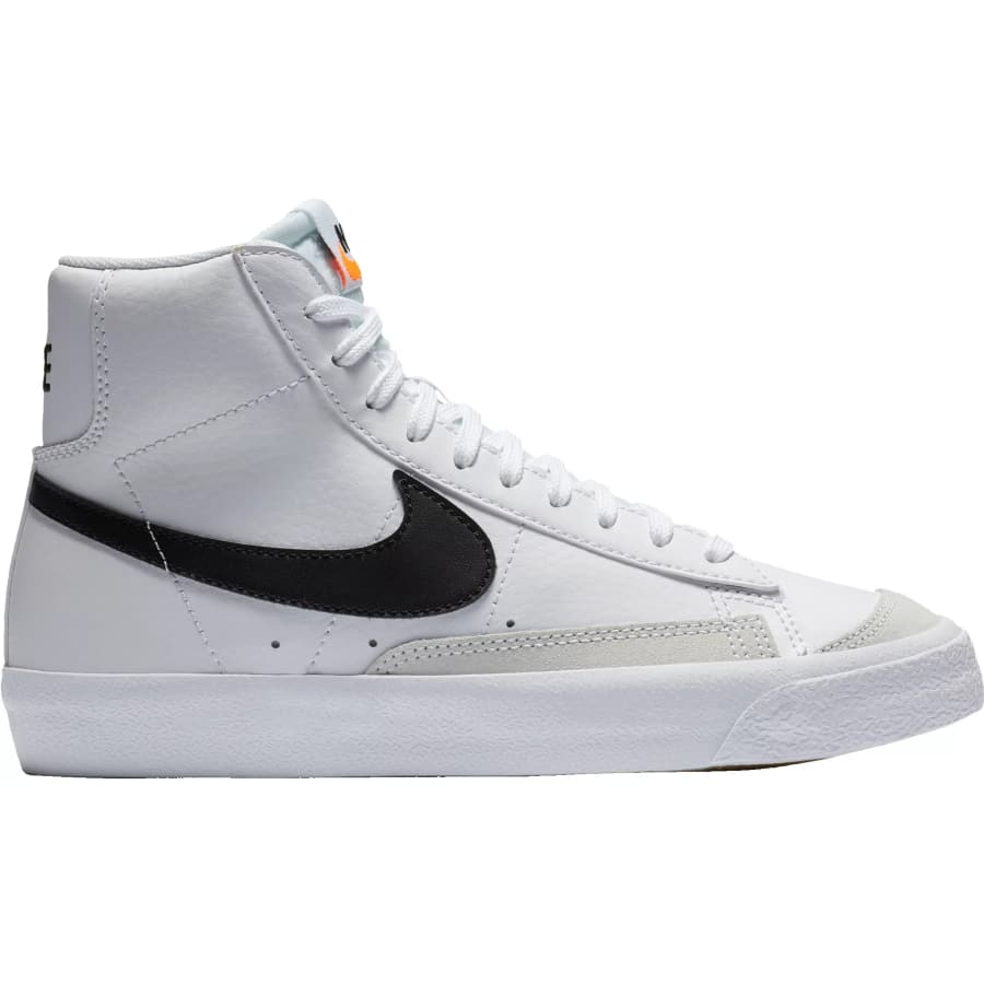 Nike Kids' Grade School Blazer Mid '77 Shoes - White/Black colorway on a white background. 