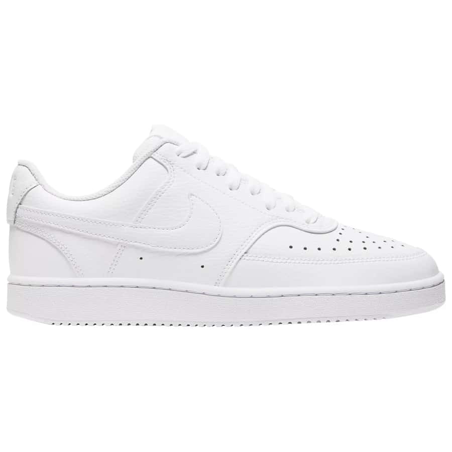 Nike Men's Court Vision Shoes - White colored on a white background. 