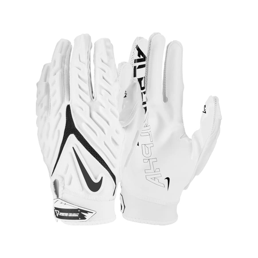 Nike Superbad 6.0 Receiver Gloves - White colored on a white background. 