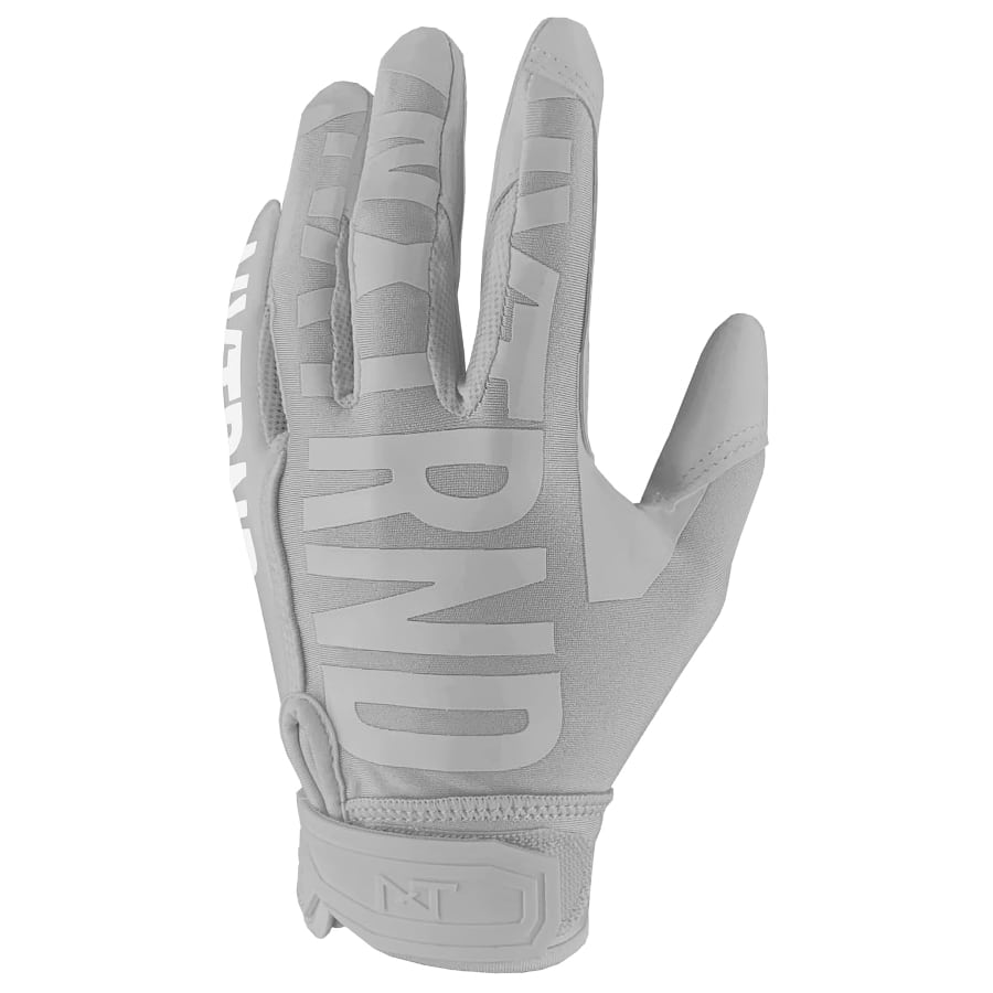 Nxtrnd G1 Pro Football Gloves - Gray colored on a white background. 