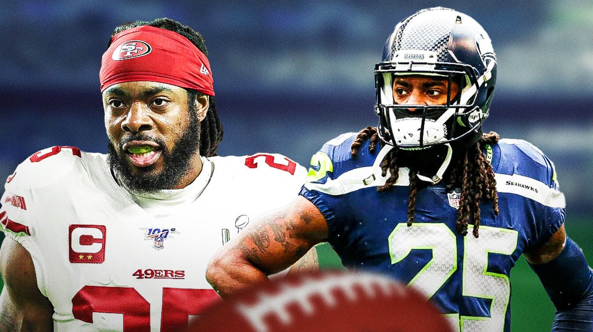 Richard Sherman playing for the Seattle Seahawks and San Francisco 49ers.
