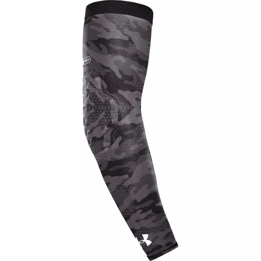 Under Armour Adult Game Day Armour Pro Elbow Sleeve - Black Camo colored on a white background. 