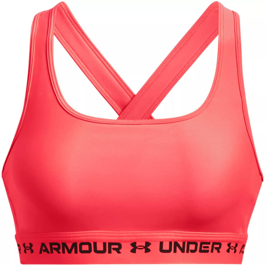 Under Armour Women's Crossback Mid Sports Bra - Beta/Black colored on a white background.