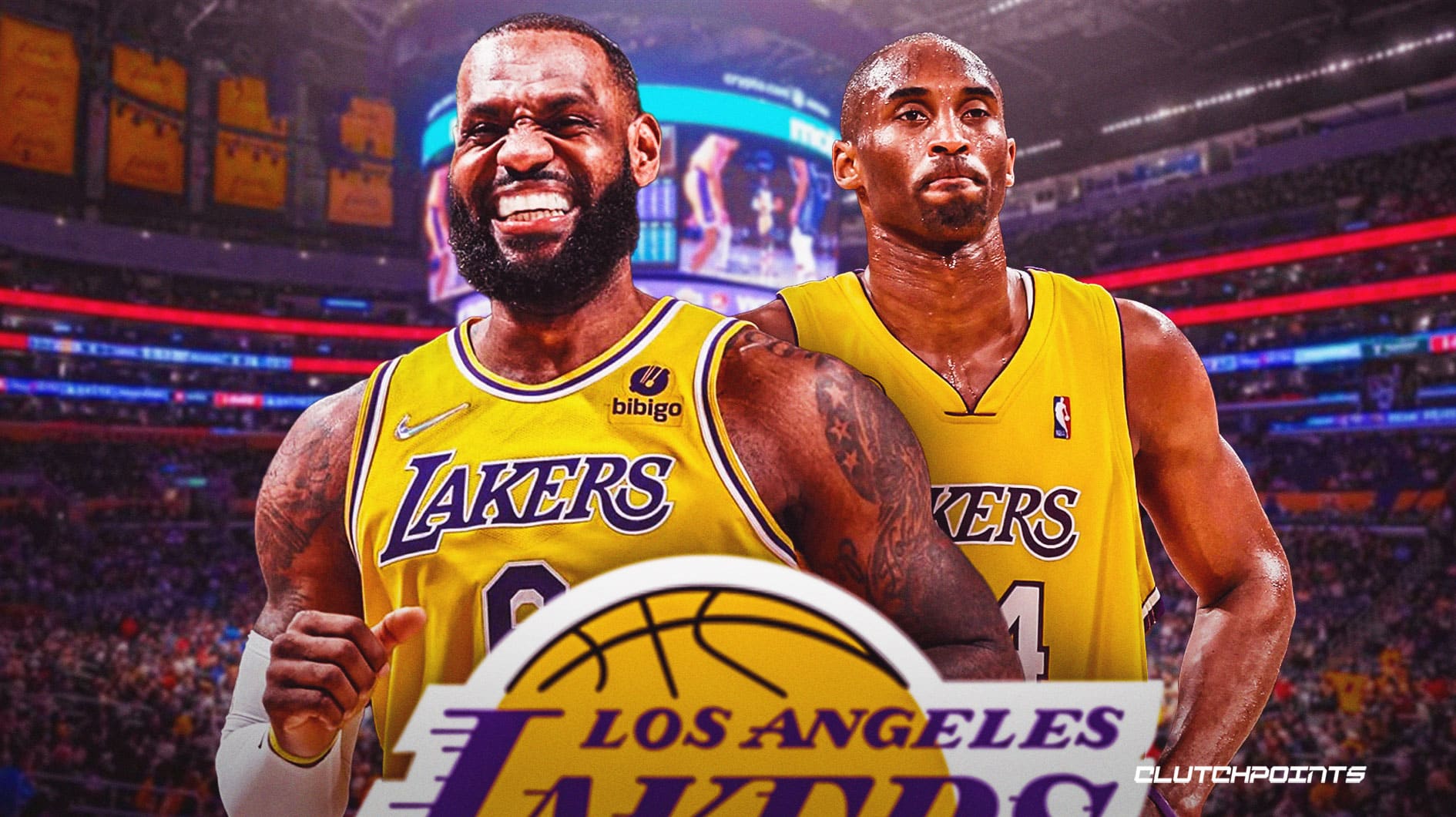 LeBron James of the Los Angeles Lakers and NBA legend, Kobe Bryant