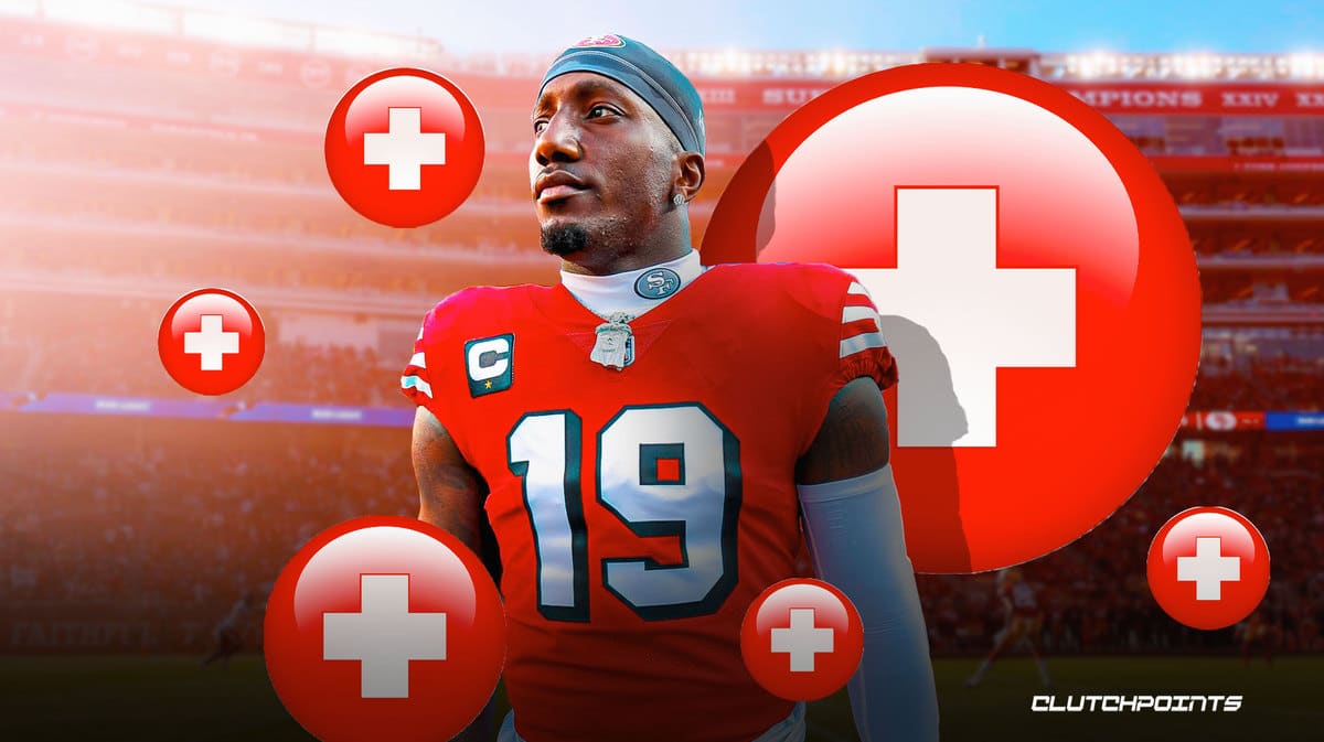 49ers star Deebo Samuel, medical crosses around him