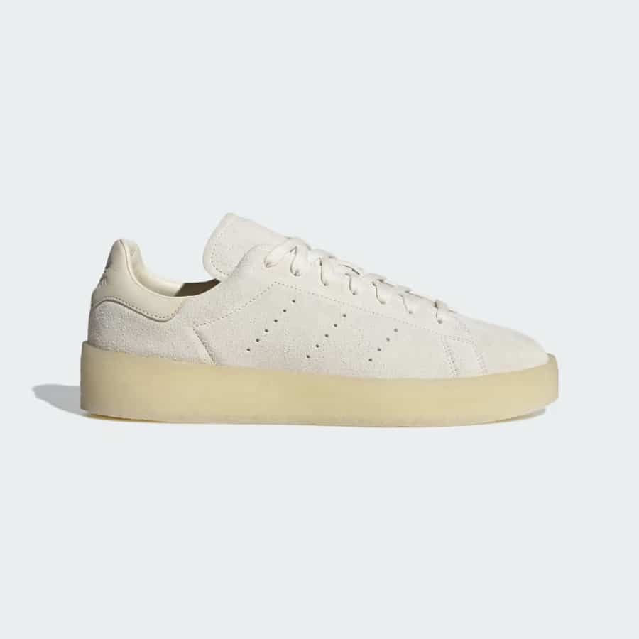 Adidas Stan Smith Crepe Shoes - Off White/Cream White/Supplier Colour colorway on a light gray background. 