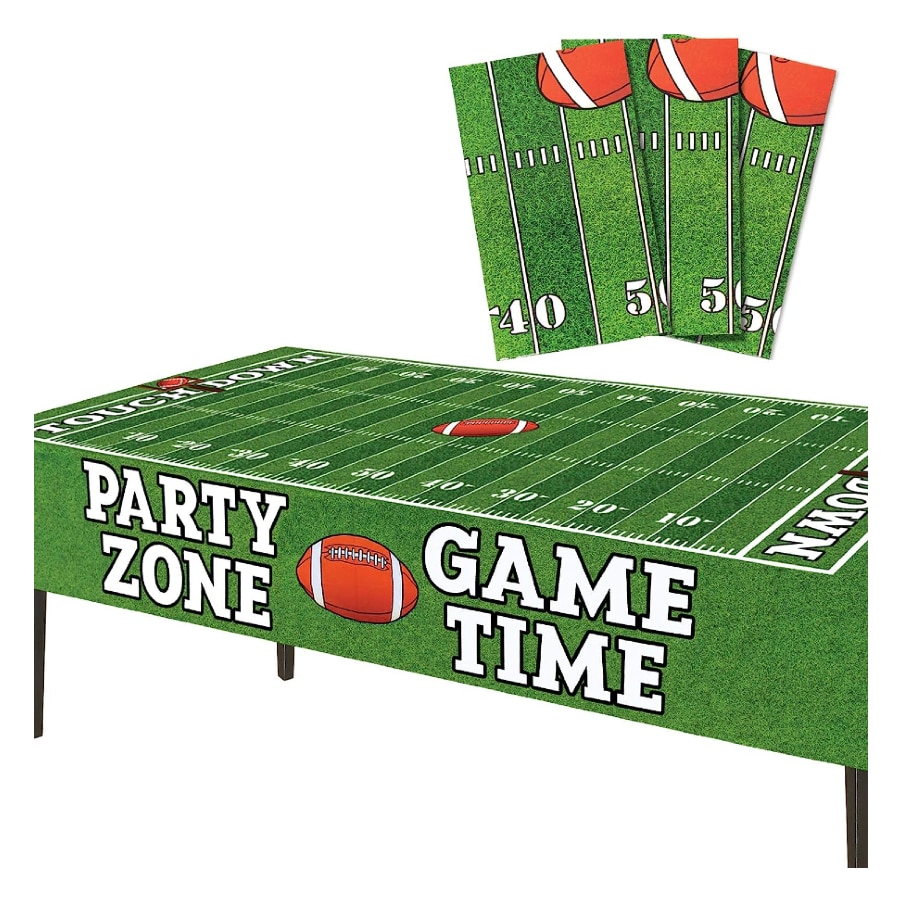 AnapoliZ Football Tablecloth Plastic - 3 Pcs Party Pack (54” wide x 72” long) display on a white background. 